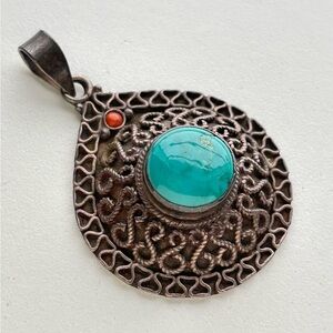 Vintage sterling Silver Persian Turquoise Bohemian Necklace